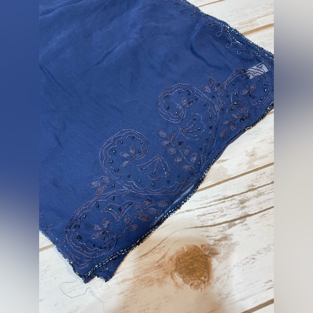 Navy Blue Silk Scarf Nwot